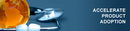 "Image of a medical device environment. Includes headline: Accelerate Product Adoption"