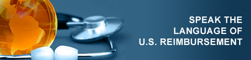 "Image of a medical device environment. Includes headline: Speak the Language of U.S. Reimbursement"